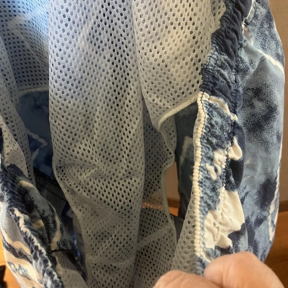 FINAL MARKDOWN Pacific scene men’s Blue Patterned Swim Shorts large